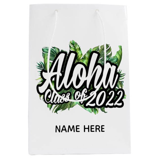 Aloha Tropical Luau Class of 2022 Graduation Party Medium Gift Bag (Front)
