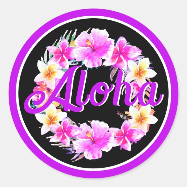 Aloha Tropical Luau Graduation Classic Round Sticker (Front)