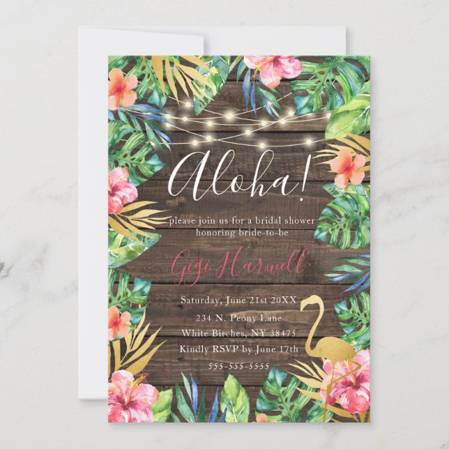 Aloha Tropical Luau Hawaiian Bridal Shower Invitation (Front)