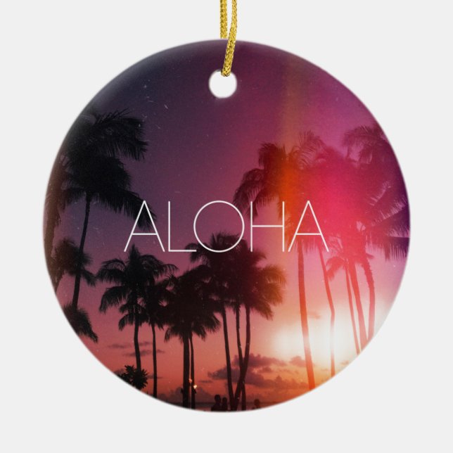 Aloha Tropical Night Ceramic Tree Decoration (Front)