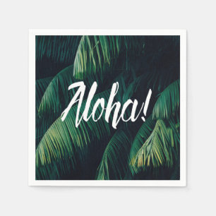 Aloha Tropical Palm Leaves Typography Napkin