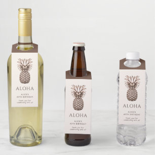 Aloha tropical party with vintage pineapple bottle tag