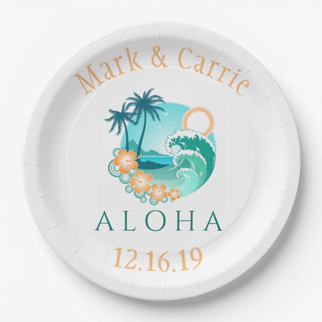 Aloha Tropical Personalised Paper Plate (Front)