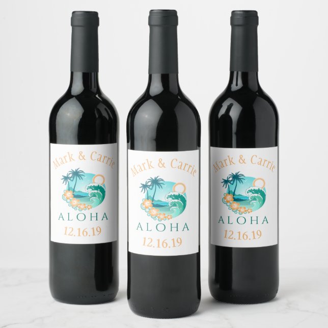 Aloha Tropical Personalised Wine Label (Bottles)