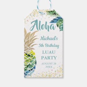 Aloha Tropical Pineapple Beach Birthday Favour Gift Tags