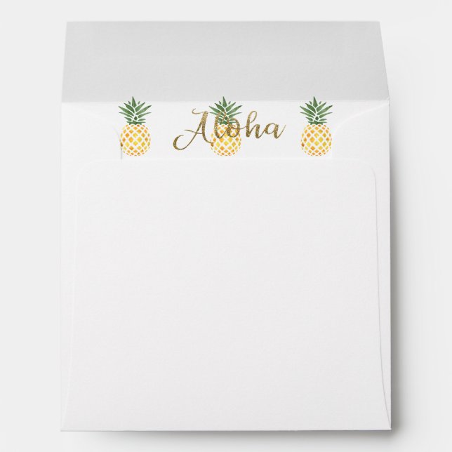 Aloha Tropical Pineapple Beach Wedding Envelope (Back (Bottom))