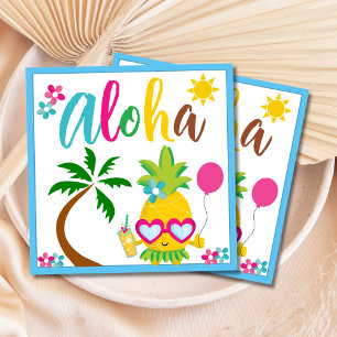 Aloha Tropical Pineapple Birthday Paper Napkin