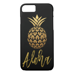Aloha Tropical Pineapple Black and Gold Foil iPhone 8/7 Case