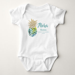 Aloha Tropical Pineapple Family Vacation Custom Baby Bodysuit