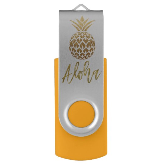Aloha Tropical Pineapple Gold Foil USB Drive