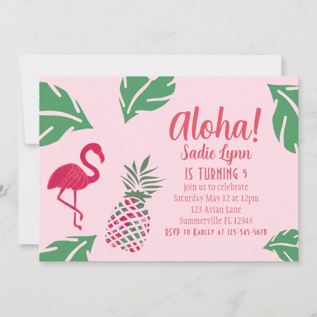 Aloha Tropical Pineapple Hawaiian Birthday Invitation (Front)