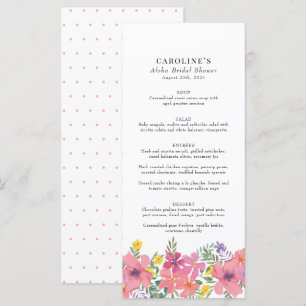 Aloha Tropical Pink Floral Shower Menu