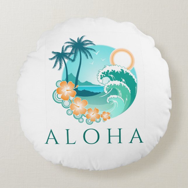 Aloha Tropical Round Cushion (Front)