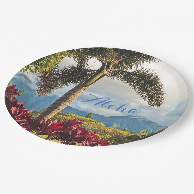 ALOHA/TROPICAL SCENERY PAPER PLATES (Angled)