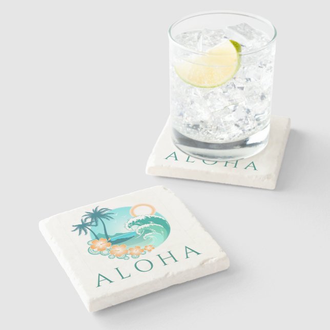 Aloha Tropical Stone Coaster (Side)