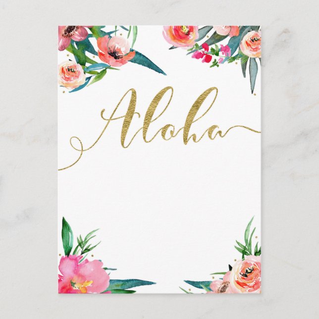 Aloha Tropical Summer Floral Modern Save the Date Announcement Postcard (Front)