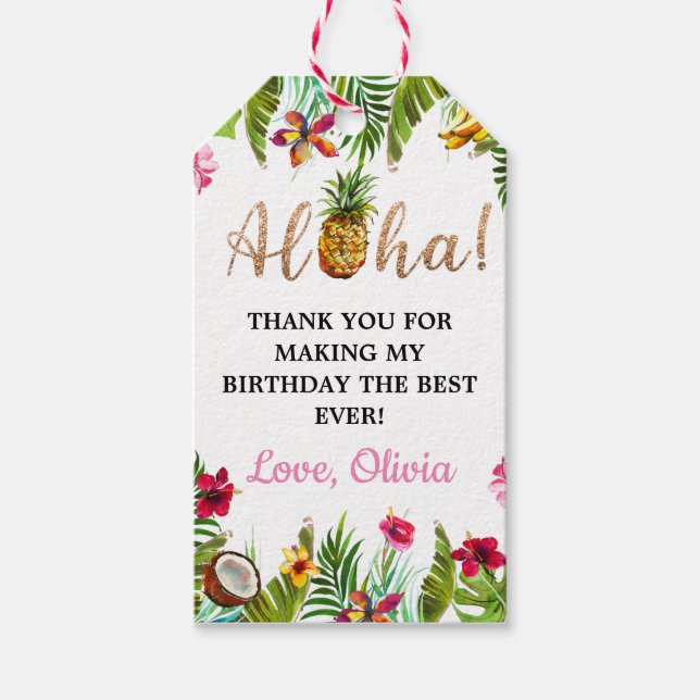 Aloha Tropical Thank You Tag (Front)