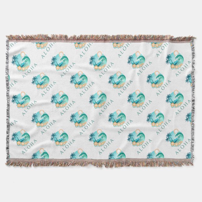 Aloha Tropical Throw Blanket (Front)