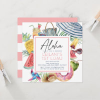 Aloha Tropical Umbrella Pink Girl 1st Birthday
