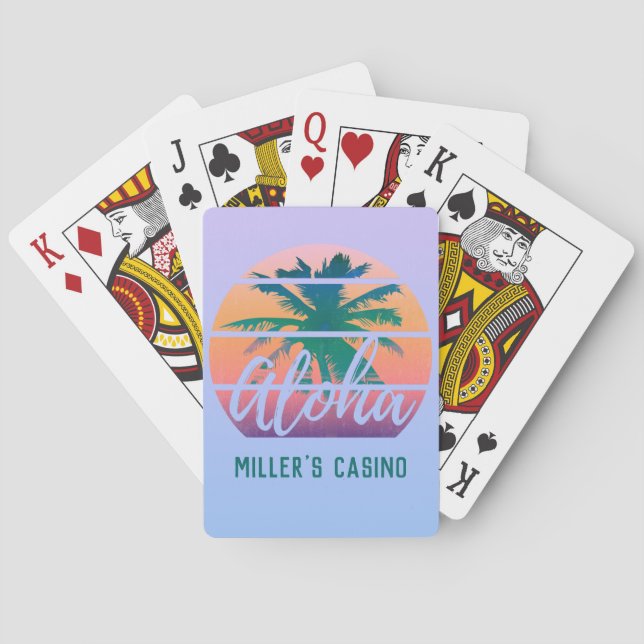 Aloha Tropical Vintage Your Name Casino Playing Cards (Back)