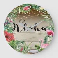 Aloha Tropical Wood Floral Leaves & Lights Chic