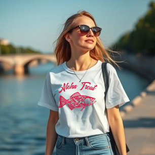 Aloha Trout-Hawaiian-Fisherman Core- Cherry Red T-Shirt