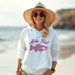 Aloha Trout Hawaiian Fisherman Core Wine Color Hoodie