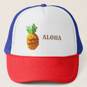 Aloha Trucker Hat, Origami Pineapples Art Trucker Hat