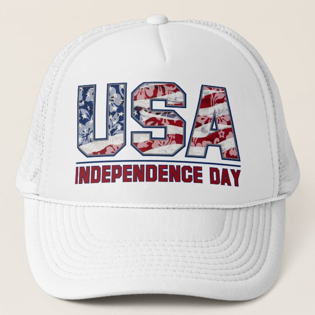 Aloha USA Independence Day American Trucker Hat (Front)