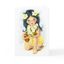 ALOHA Valentine - Hawaiian Hula Girl Card