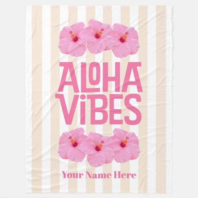 Aloha Vibes Fleece Blanket (Front)