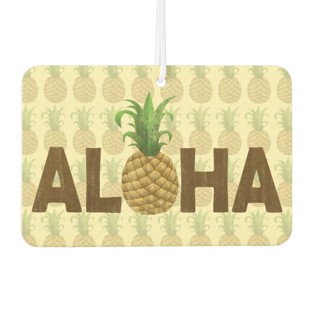 Aloha Vintage Pineapple Hawaiian Hawaii Car Air Freshener (Front)