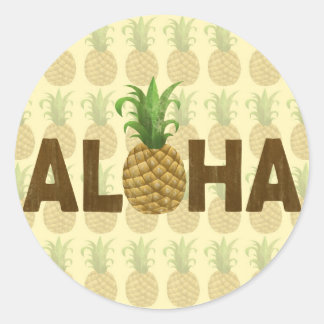 Aloha Vintage Pineapple Hawaiian Hawaii Classic Round Sticker