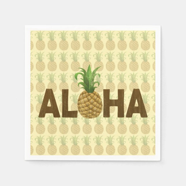 Aloha Vintage Pineapple Hawaiian Hawaii Napkin (Front)