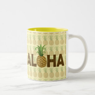 Aloha Vintage Pineapple Hawaiian Hawaii Two-Tone Coffee Mug