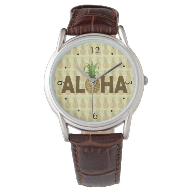 Aloha Vintage Pineapple Hawaiian Hawaii Watch (Front)