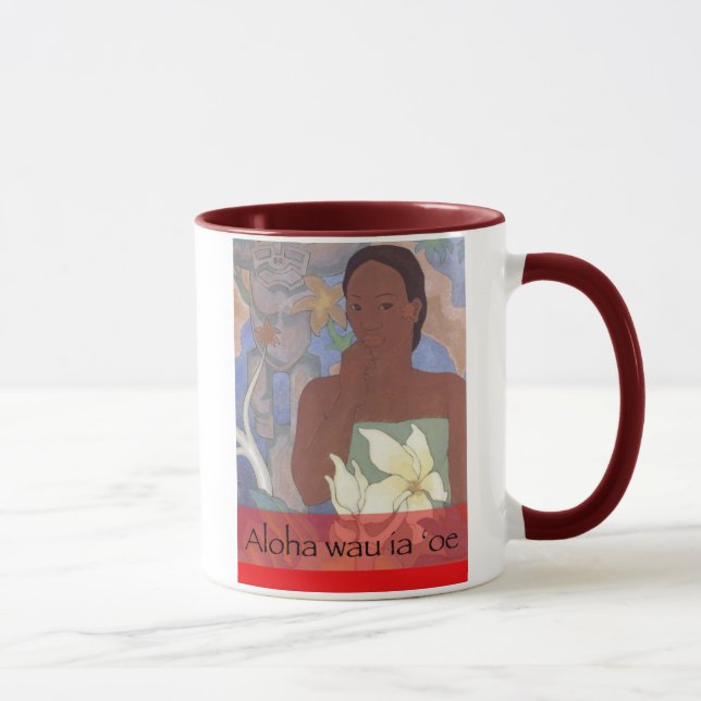 "Aloha wau ia 'oe" Hawaiian Valentine's Day Mug (Right)