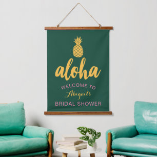 Aloha Welcome Bridal Shower (Green) Hanging Tapestry