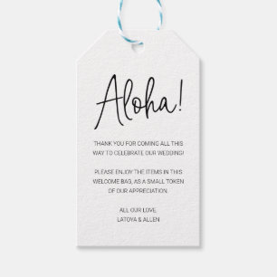 Aloha Welcome To Hawaii Gift Bag Basket Wedding Tags