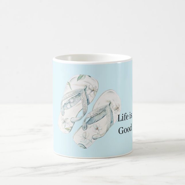 Aloha White Flowers Flip Flops Coffee Mug (Center)