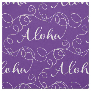 ALOHA white seamless pattern with LINES Fabric