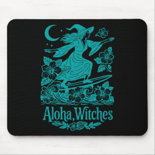Aloha Witches Surfing Witch Hawaii Halloween Tropi Mouse Mat