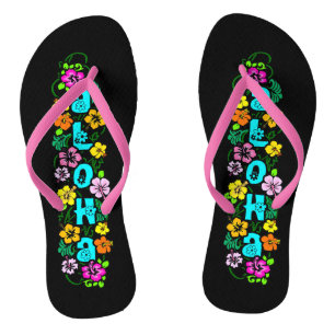 Aloha with Flowers Flip Flops