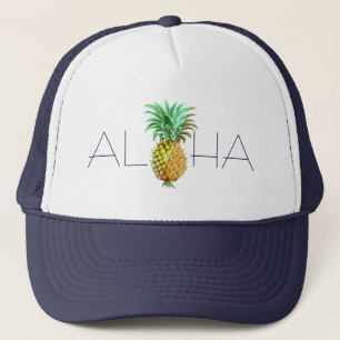 Aloha With PineApple Vintage Illustration Trucker Hat