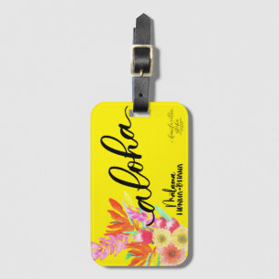 Aloha Yellow Tropical Tag - Malama Honua Ohana