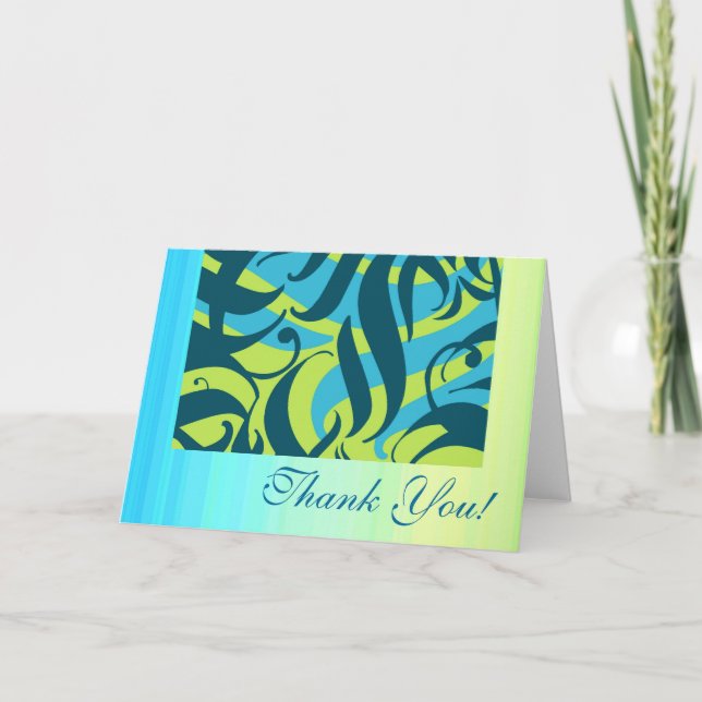 Aloha You, lime aqua splash, Thank You Cards (Front)