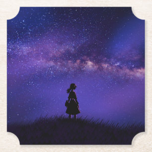 Alone and Starry Night  Paper Coaster