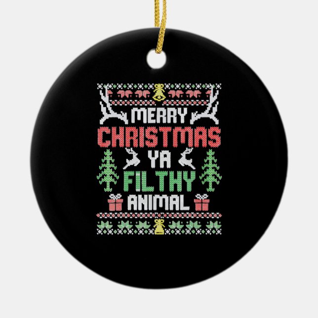 Alone At Home Movies Merry Christmas You Filty Ceramic Tree Decoration (Front)