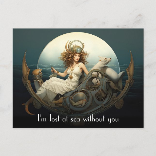 Alone at Sea surreal painting Postcard (Front)