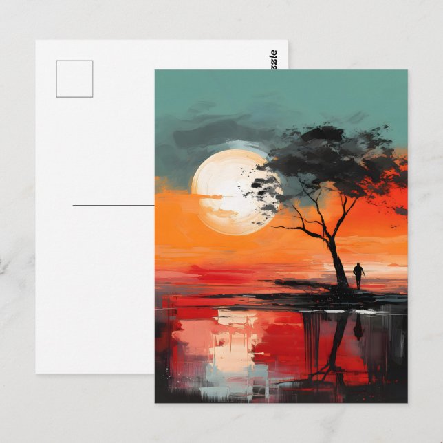 Alone by the Lake – Solitude at Sunset Postcard (Front/Back)